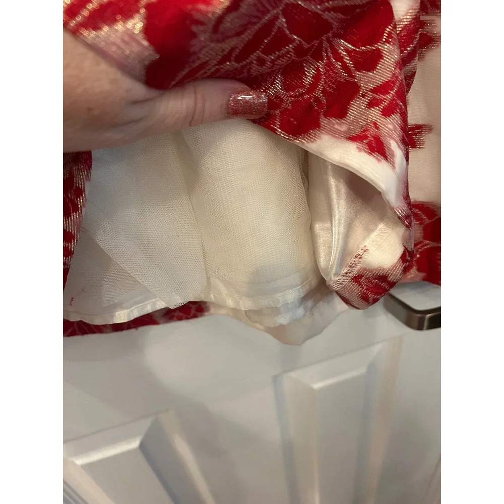 Gymboree Dress Red White Floral Jacquard Metallic Special Occasion Holiday 4T